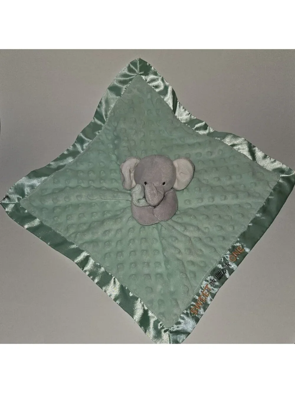 Carter's Child Mine Elephant Lovey Sweet Little One Rattle Minky Dots Satin READ